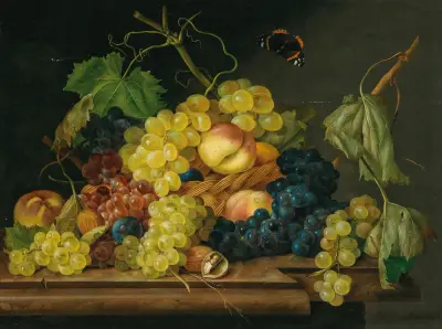 Still Life with Grapes, Peaches and Walnuts av Franz Xaver Petter