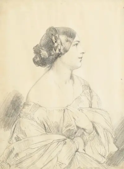 Portrait Of Louise Hay, Future Baronne Gudin av Franz Xaver Winterhalter