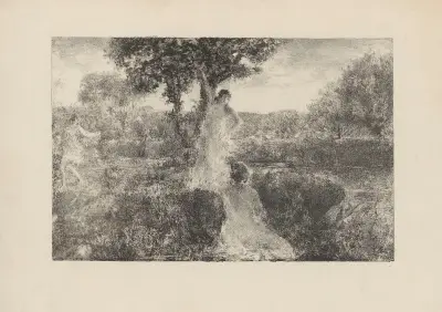 Deux nymphes au bord d’un étang. av Ker-Xavier Roussel
