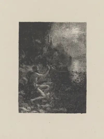 Dieu marin sur une rive rocheuse au clair de lune av Ker-Xavier Roussel