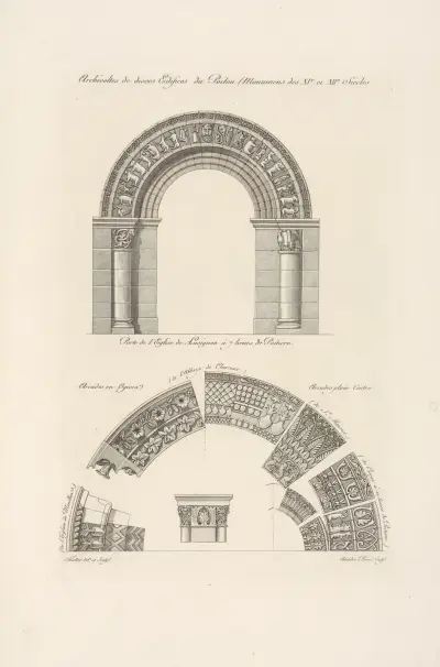 Archivoltes de divers edifices du Poitou (monumens des XIe. et XIIe. siècles. av Nicolas Xavier Willemin