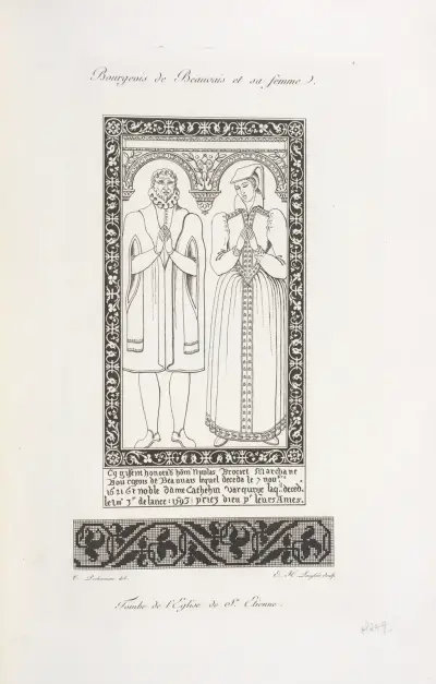 Bourgeois de Beauvais et sa femme. Tombe de l’église de St. Étienne. av Nicolas Xavier Willemin