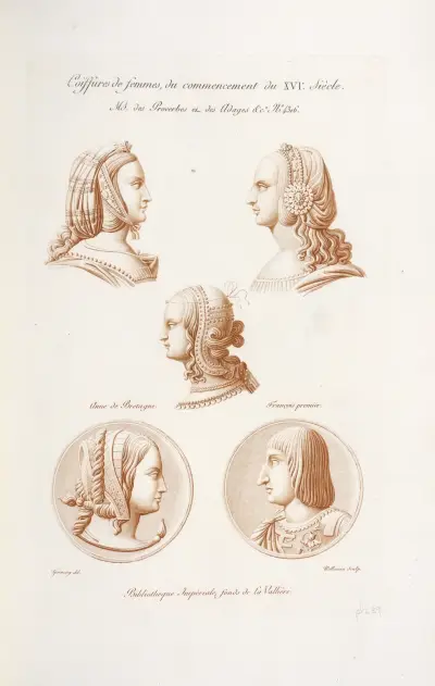 Coiffures de femmes, du commencement du XVIe. siècle. av Nicolas Xavier Willemin