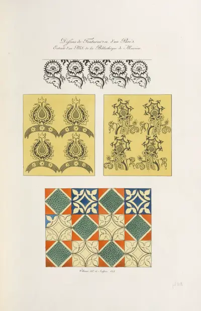 Dessins de tentures et d’un pavé, extraits d’un MS. de la bibliothèque de monsieur. av Nicolas Xavier Willemin