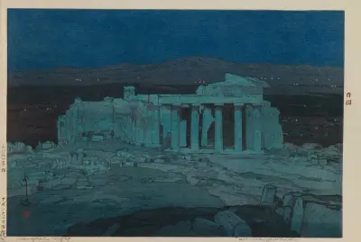 Ancient Ruins of Athens (Acropolis — Night), 1925 – nr 1 av Yoshida Hiroshi