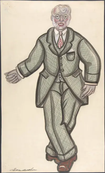 Man in a checkered suit av Sergey Yurievich Sudeikin