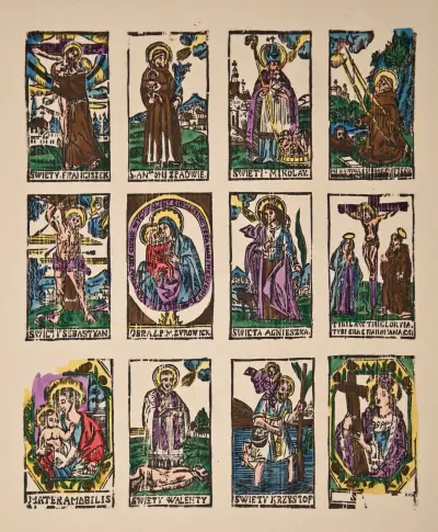 1. Vision of Sait Francis of Assissi, 2. Saint Anthony of Padua, 3. Saint Nicholas, 4. Stigmatisation of Sait Francis of Assissi, 5. Saint Sebastian… av Zygmunt Łazarski
