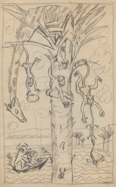 Humorous drawing for nephew Alik, X av Zygmunt Waliszewski