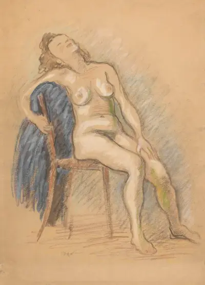 Nude sitting in a chair av Zygmunt Waliszewski