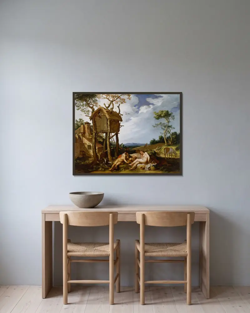 Liknelsen om vetet och ogräset av Abraham Bloemaert inramad på en vägg
