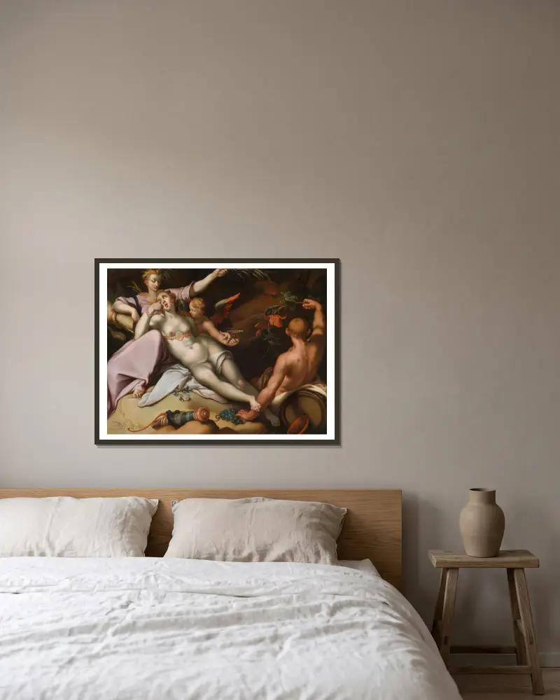 Sine Baccho Et Cenere Friget Venus von Abraham Bloemaert gerahmt an einer Wand