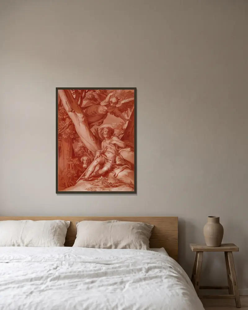 Der heilige Rochus von Abraham Bloemaert gerahmt an einer Wand