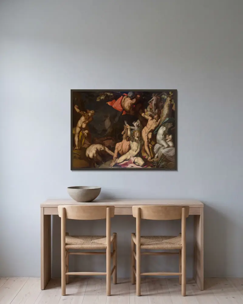 The Deluge av Abraham Bloemaert inramad på en vägg