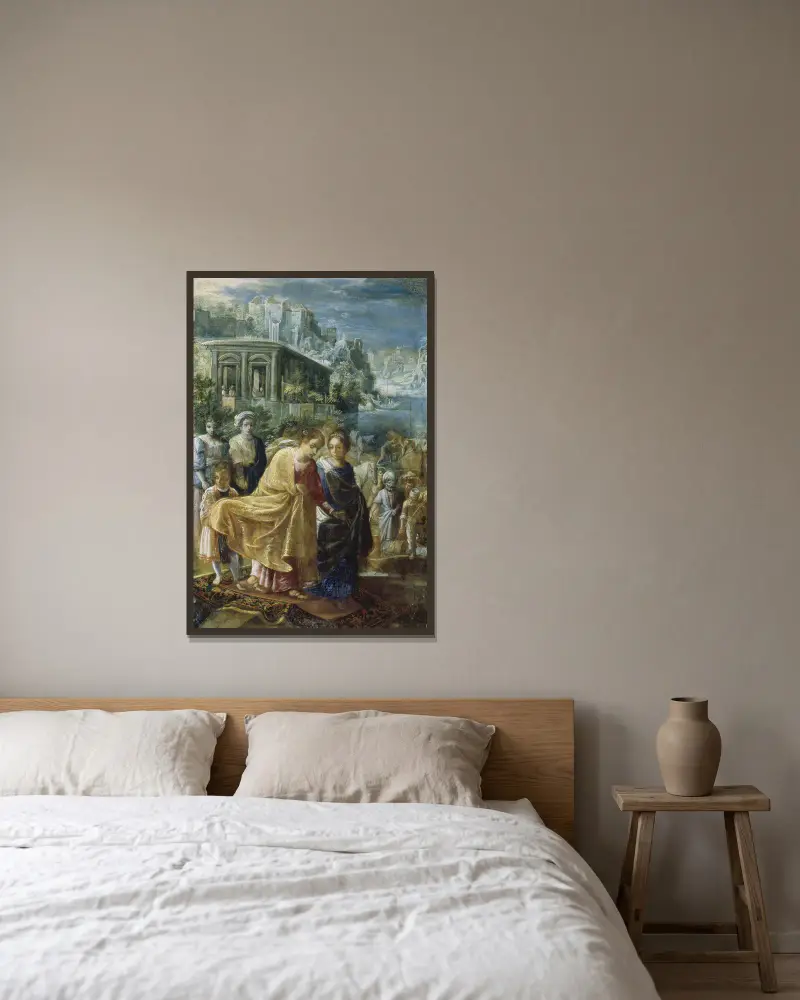 Kejsarinnan Helenas avfärd av Adam Elsheimer inramad på en vägg
