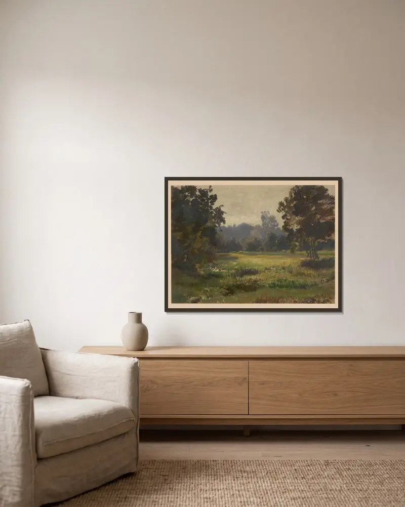 Meadow in Spreewald av Adolf Dressler inramad på en vägg