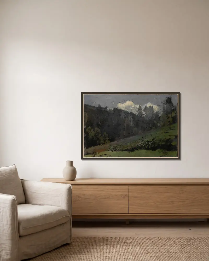 Mountain slope av Adolf Dressler inramad på en vägg
