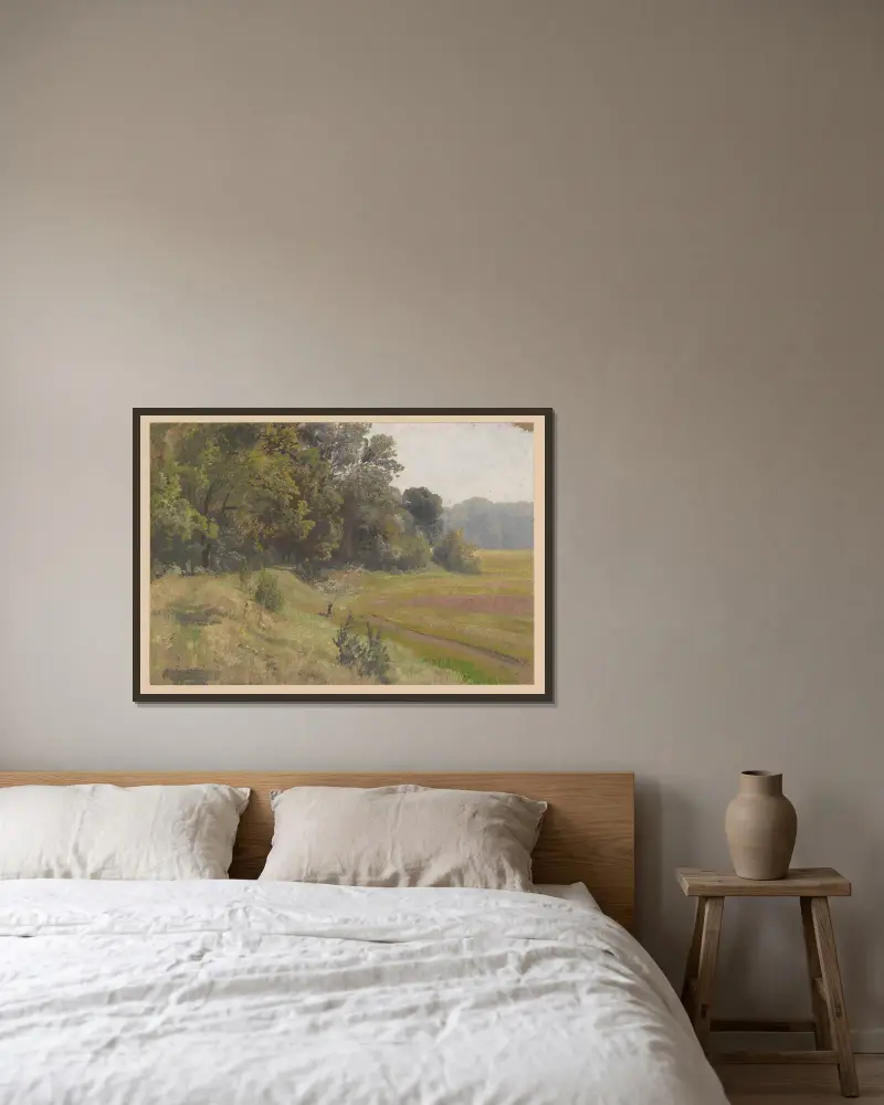 View of a meadow in the Oder valley av Adolf Dressler inramad på en vägg