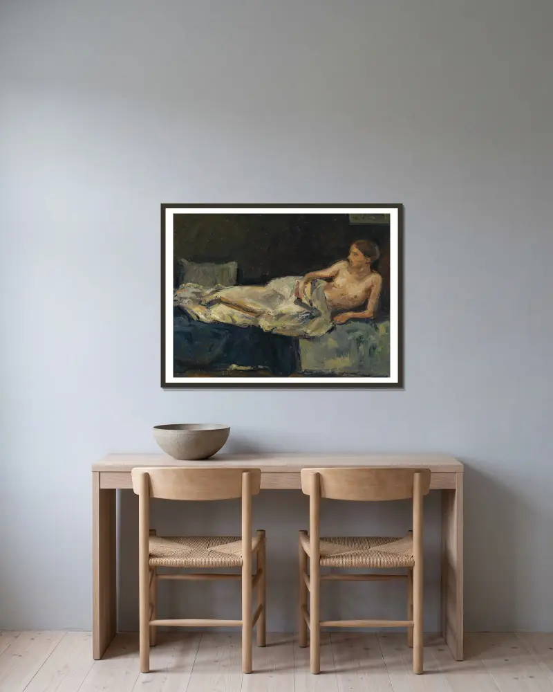Liegender Halbakt (c1908) av Adolf Hölzel inramad på en vägg