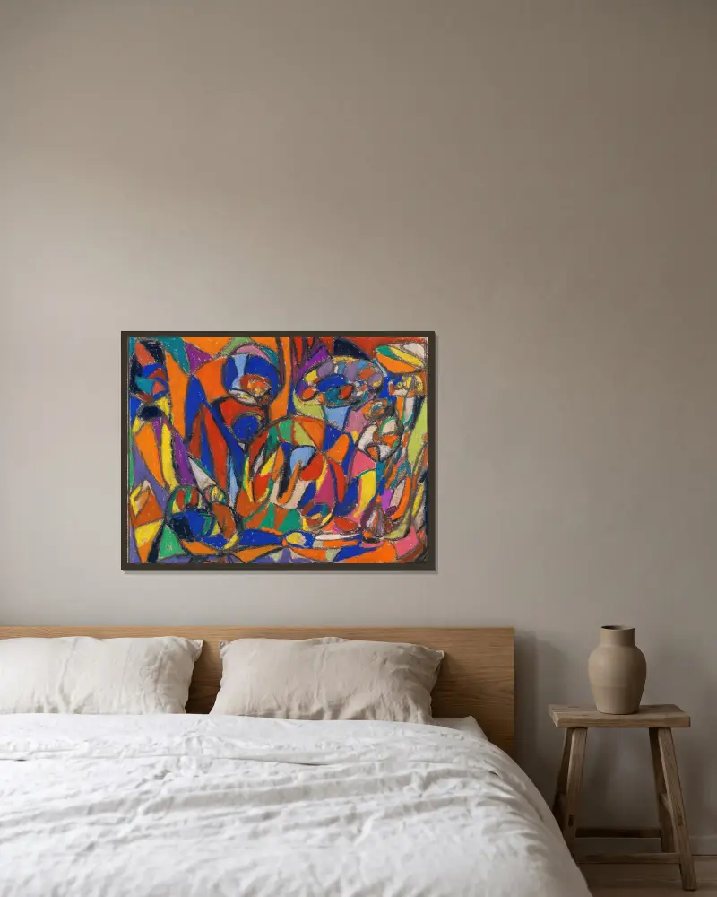 Ohne Titel, 1920 av Adolf Hölzel inramad på en vägg
