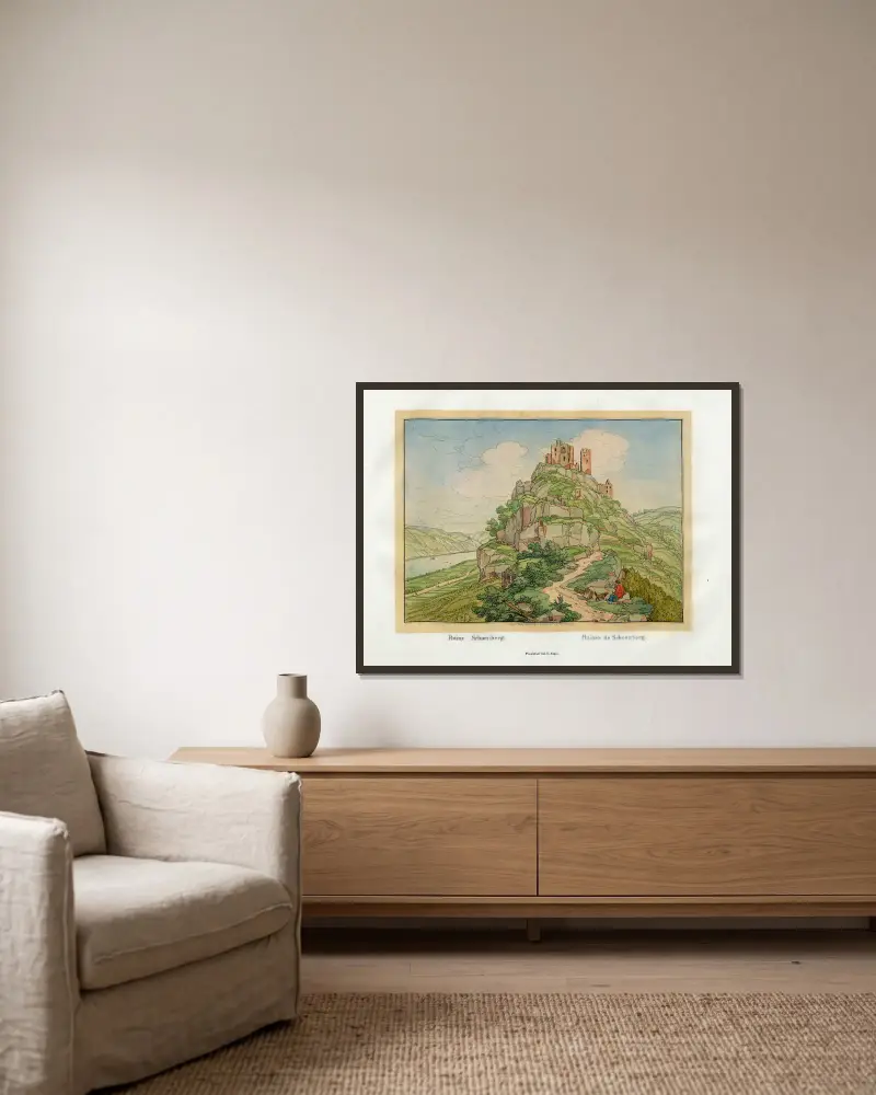 Ruinen von Schönberg von Johann Adolf Lasinsky gerahmt an einer Wand