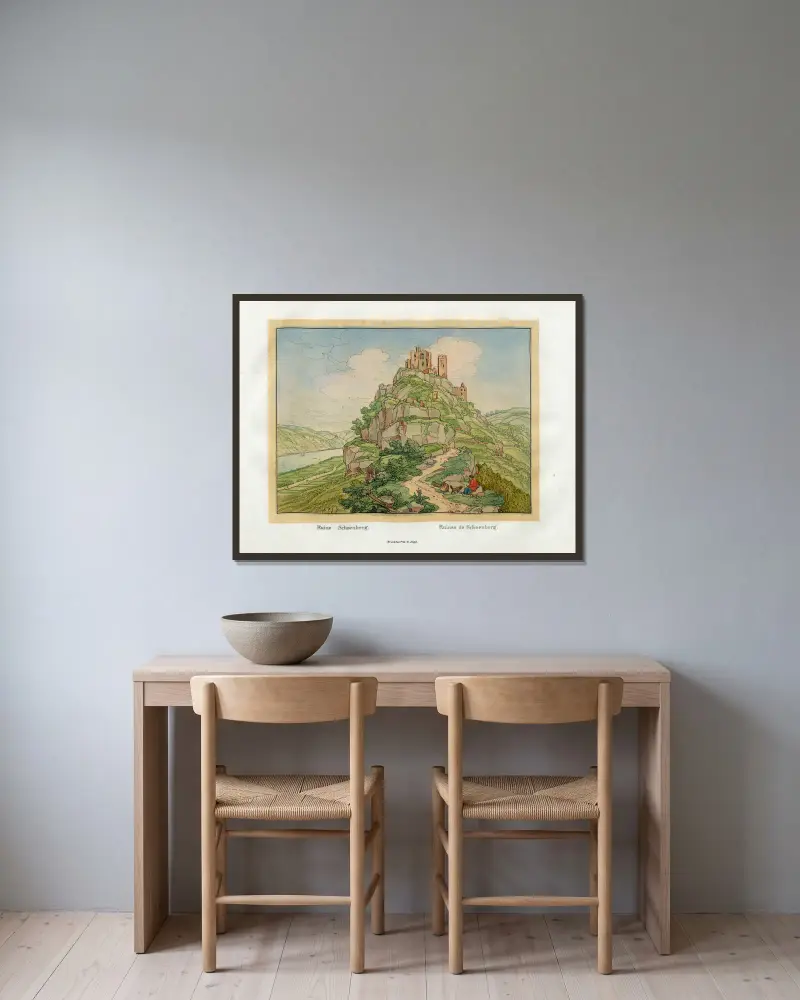 Ruinen von Schönberg von Johann Adolf Lasinsky gerahmt an einer Wand