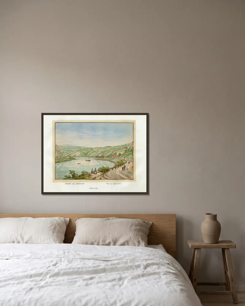 Vue de Bacharach av Johann Adolf Lasinsky inramad på en vägg