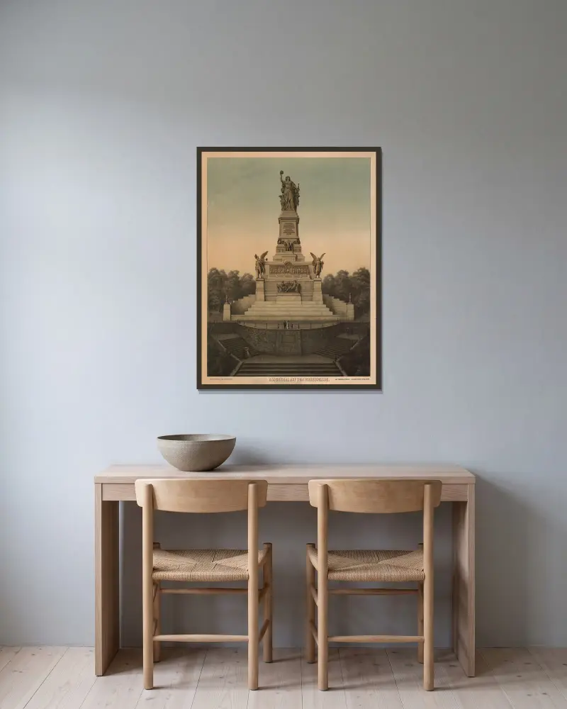 Nationalmonumentet på Niederwald av Adolf Lehmann inramad på en vägg