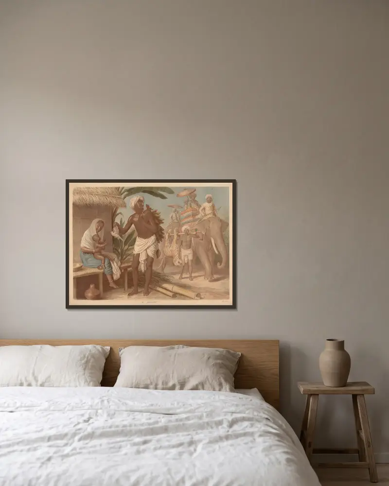 Hindu family av Adolf Lehmann inramad på en vägg