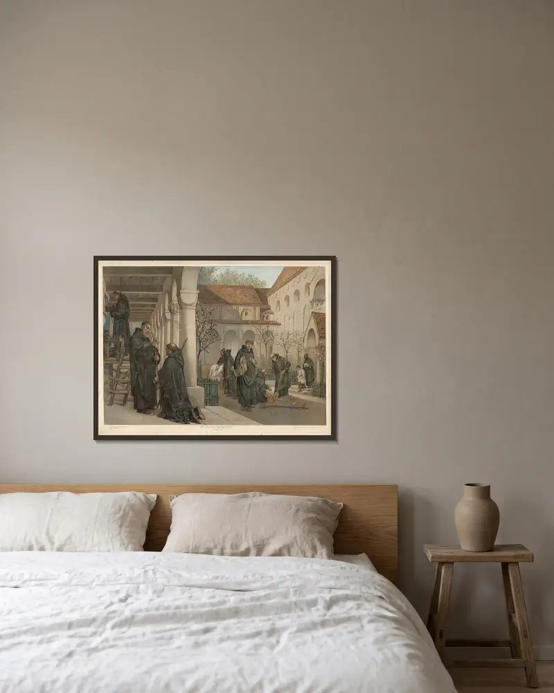 W dziedzińcu klasztornym (X wiek), Adolf Lehmann w ramie na ścianie