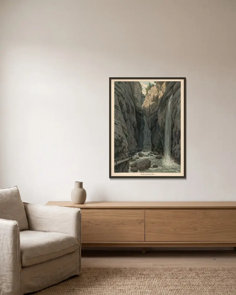 Partnachklamm, Adolf Lehmann w ramie na ścianie