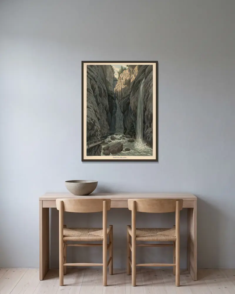 Partnachklamm, Adolf Lehmann w ramie na ścianie