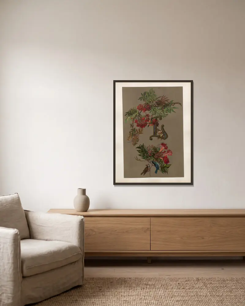 Studien zur Aquarell-Malerei Pl.13 von Adolf Schrödter gerahmt an einer Wand