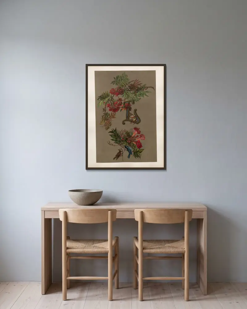 Studien zur Aquarell-Malerei Pl.13 von Adolf Schrödter gerahmt an einer Wand