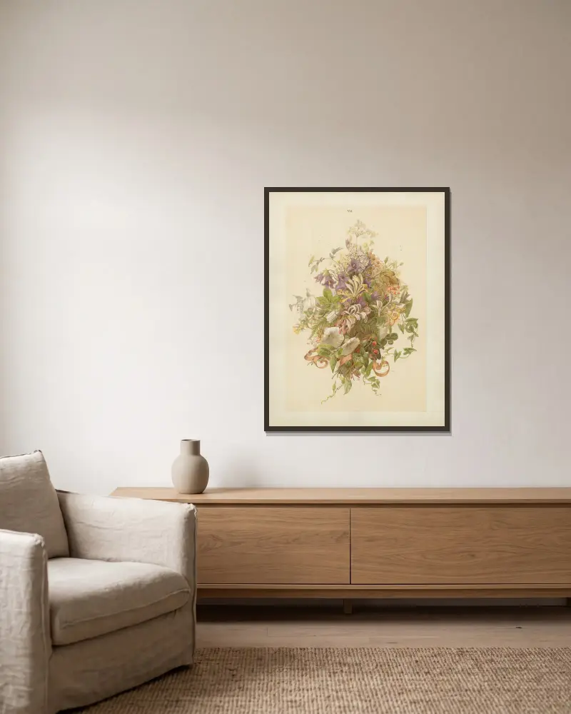 Studien zur Aquarell-Malerei Pl.20 von Adolf Schrödter gerahmt an einer Wand
