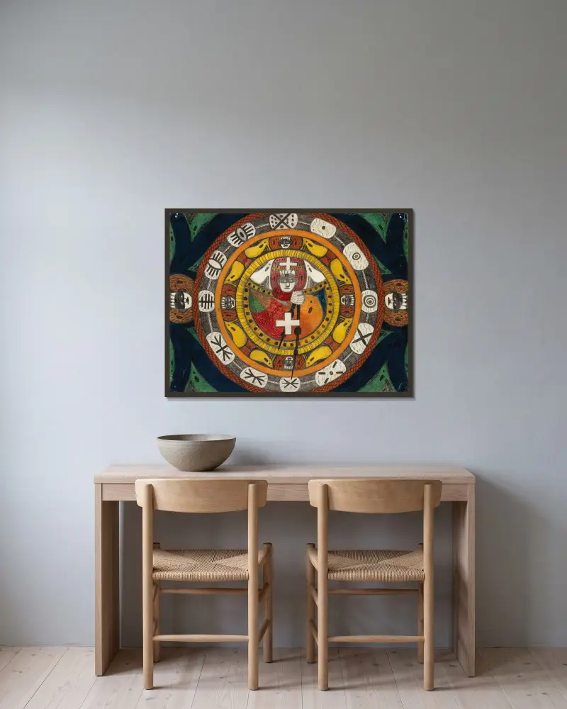 China av Adolf Wölfli inramad på en vägg