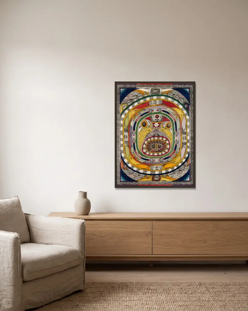 Der Napf av Adolf Wölfli inramad på en vägg
