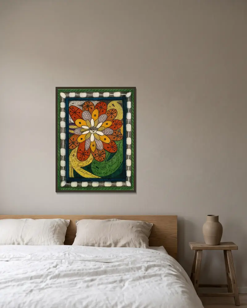Skt. Adolf=Roosali von Adolf Wölfli gerahmt an einer Wand