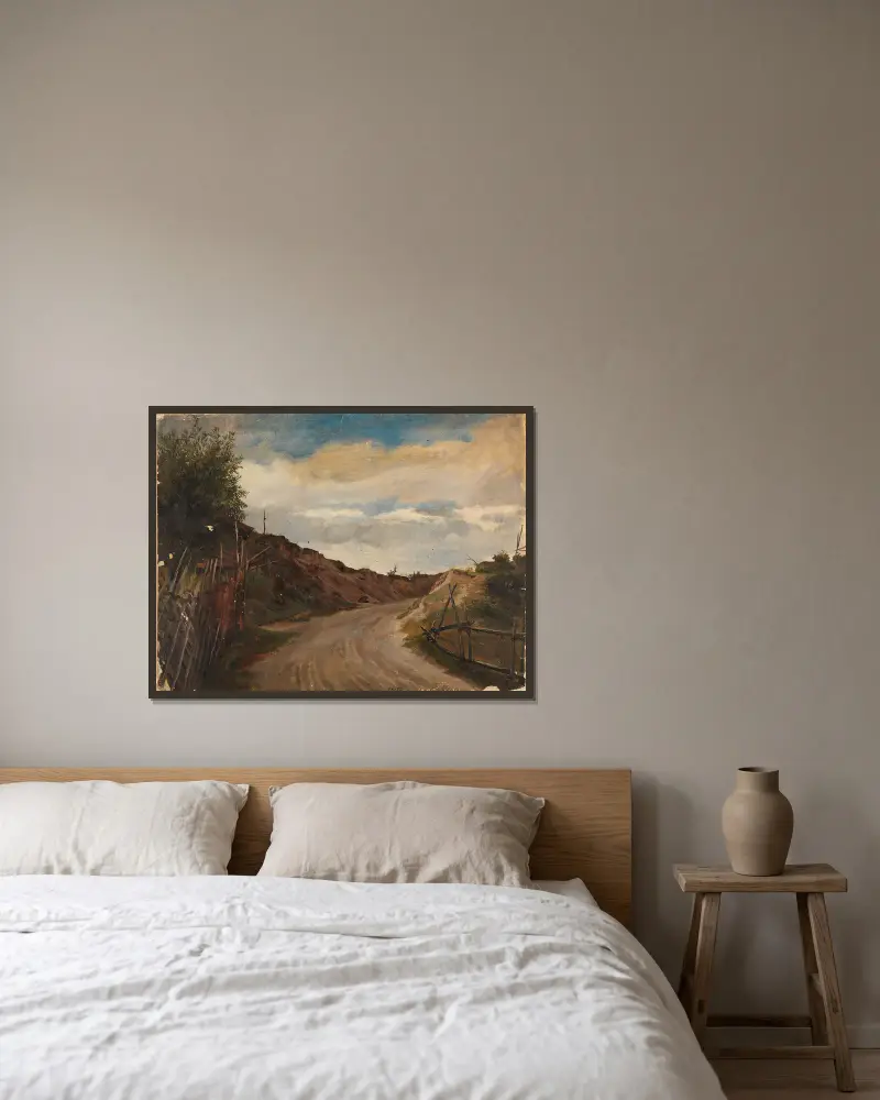 Country Road av Adolph Tidemand inramad på en vägg