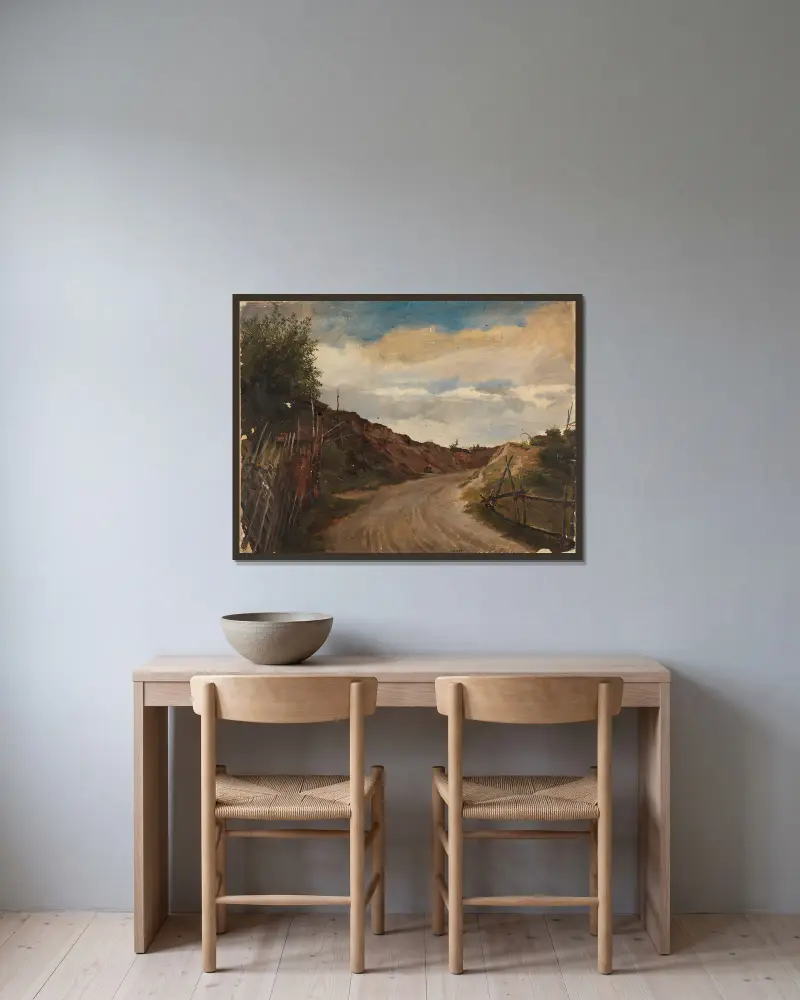 Country Road av Adolph Tidemand inramad på en vägg