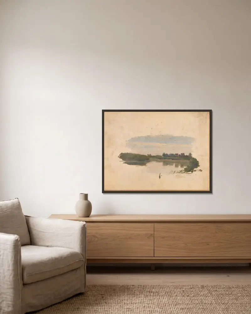 Landscape Study av Adolph Tidemand inramad på en vägg