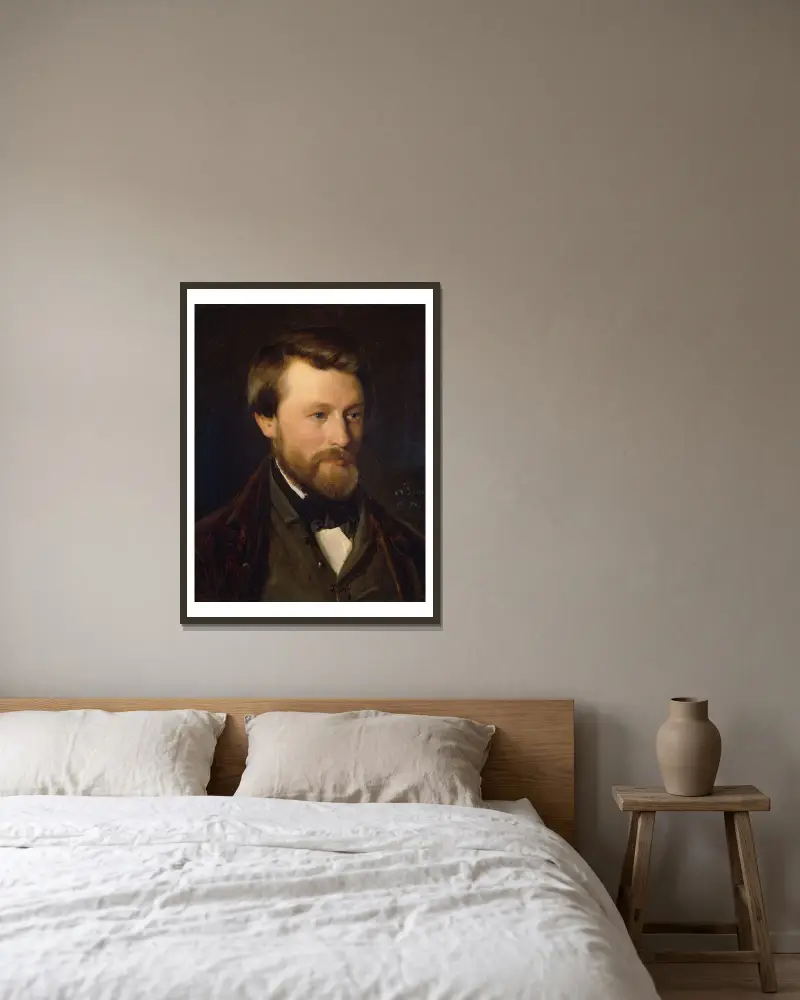 Portrait of Emil Tidemand, the Artist’s Brother, 1851 av Adolph Tidemand inramad på en vägg