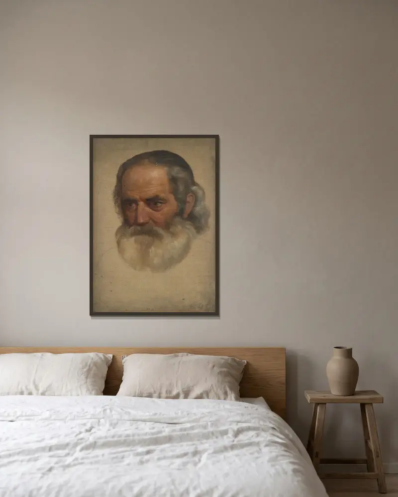 Porträtstudie eines alten Mannes von Adolph Tidemand gerahmt an einer Wand
