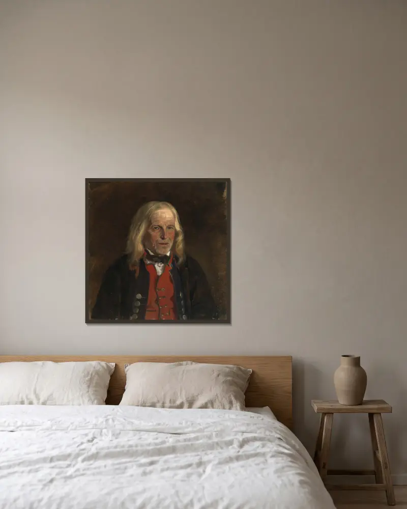 Portrait Study of the Farmer Jan Sandve av Adolph Tidemand inramad på en vägg