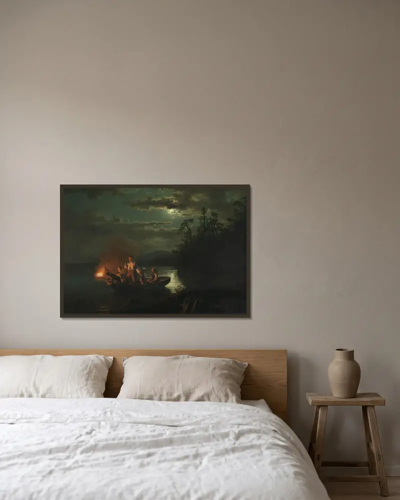 Speerfischen auf dem Krøderen von Adolph Tidemand gerahmt an einer Wand
