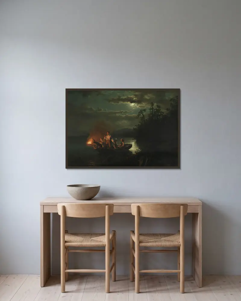 Speerfischen auf dem Krøderen von Adolph Tidemand gerahmt an einer Wand