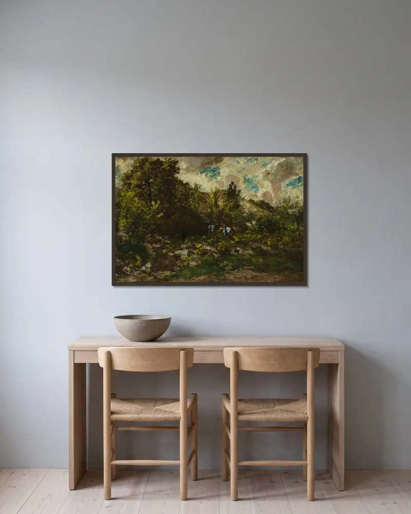 Autumn av Adolphe Monticelli inramad på en vägg