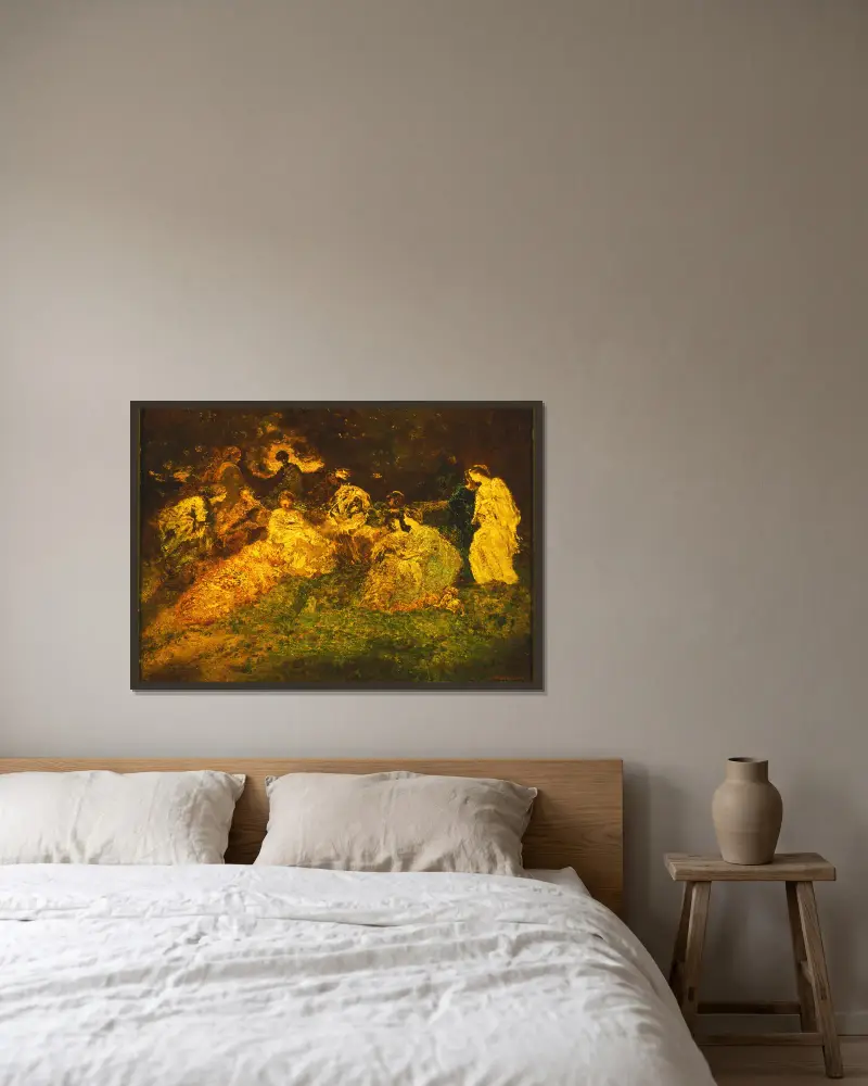 Ländliches Fest von Adolphe Monticelli gerahmt an einer Wand
