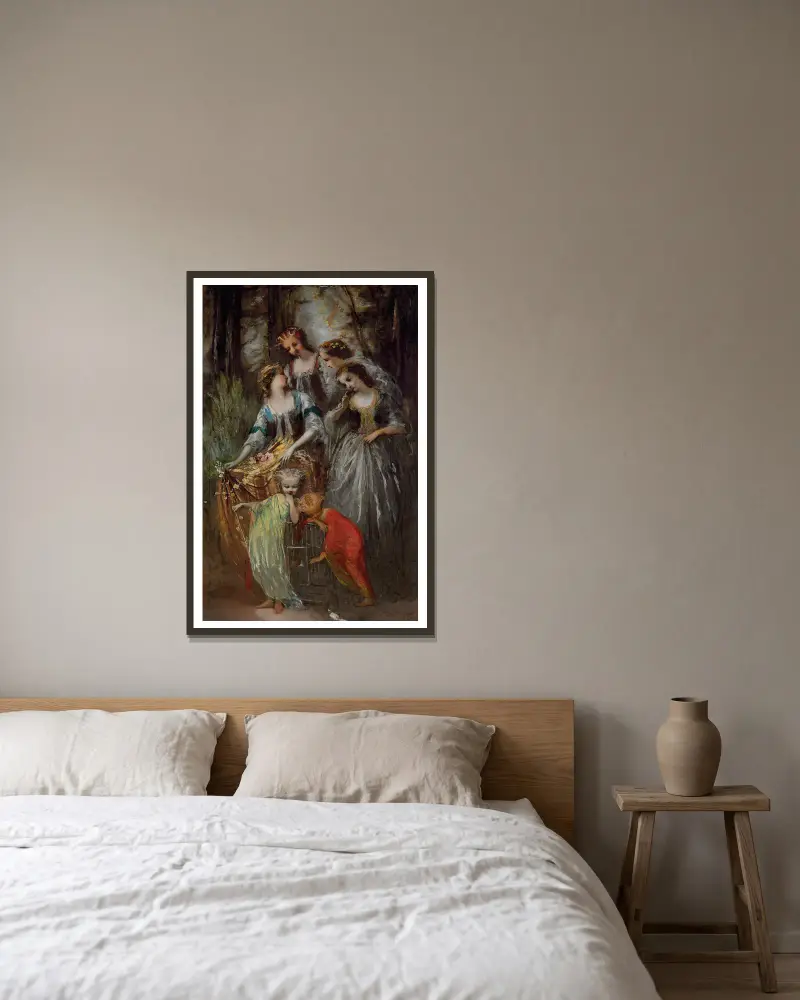 Die Kaiserin Eugénie und ihr Gefolge von Adolphe Monticelli gerahmt an einer Wand