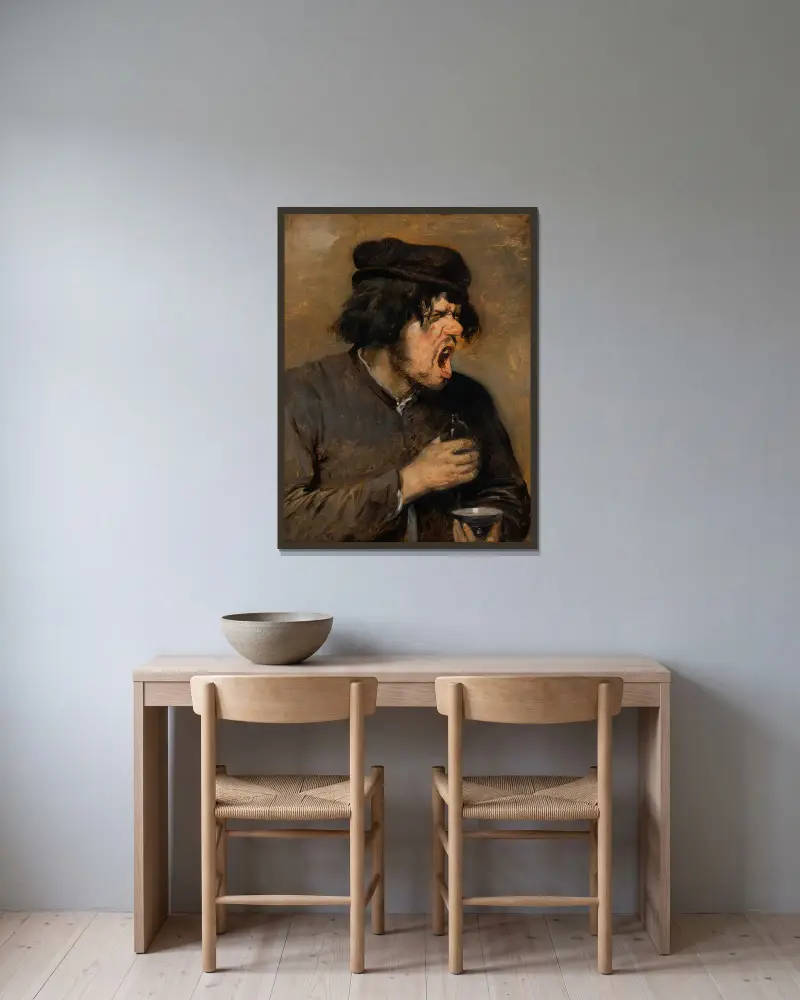 The Bitter Potion av Adriaen Brouwer inramad på en vägg