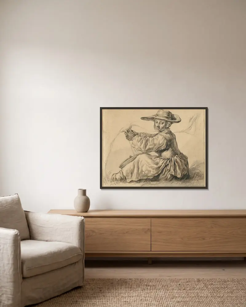 Dojička, Aelbert Cuyp v rámu na stěně